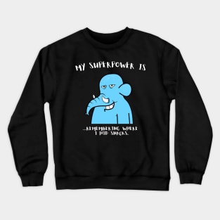 "My Superpower is... Remembering Where I Hid Snacks" for Zoo Pals of the Ugly Zoo Comic Strip Crewneck Sweatshirt